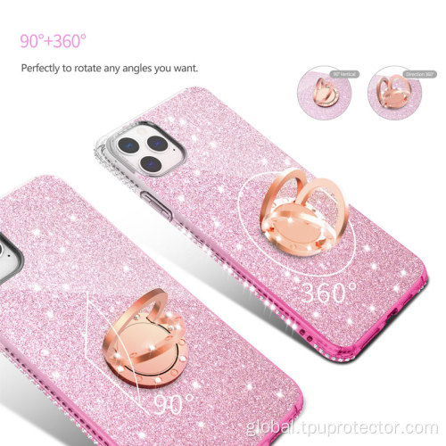  Protective Cover Glitter Phone Case With Ring Holder for iPhone Supplier